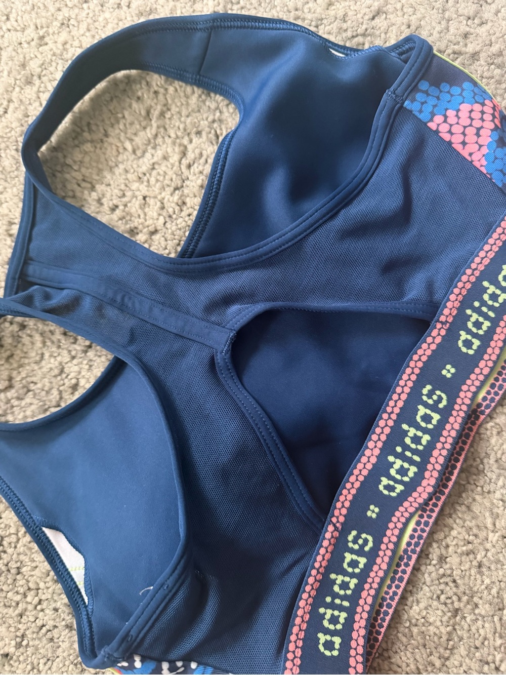 adidas Navy Multicolor Graphic Racerback Sports Bra - Picture 3 of 3
